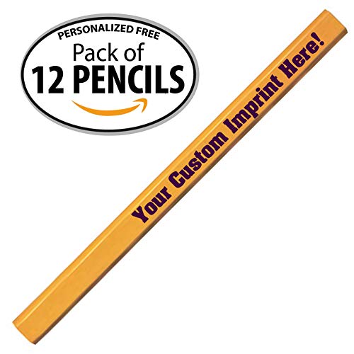 Express Pencils School Yellow Custom Carpenter Pencil Personalized imprinted with your Name, Logo or Message Pack of 12 - USA Made (School Yellow) - color: School Yellow