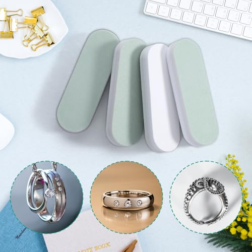 Grevosea 20 Pcs Silver Polish Sticks, Stainless Steel Scratch Remover Double-Sided Cleaning Buffing Bars for Ring Necklace Earrings Jewelry Polishing (2.4x0.78inch)