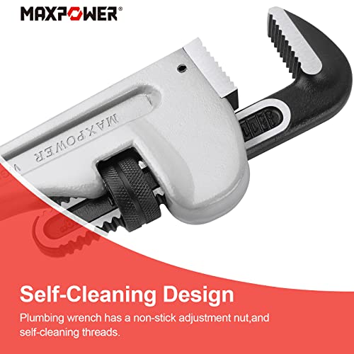 MAXPOWER 18-inch Pipe Wrench, 2.5 inch Jaw Opening Capacity - size: 18-inch, style: Straight Pipe Wrench