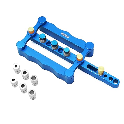 Self Centering Doweling Jig Punch Locator Dowel Jig Kit 1/4 3/8 5/16inch Drill Guide Sleeve Tool Blue