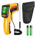 Infrared Thermometer Gun, Dual-Mode with Non-Contact IR & K-Type Thermocouple Probe Meature, -58°F to 1472°F High Accuracy Laser Temperature Gun with Emissivity, Humidity, for Cooking, Industrial Use