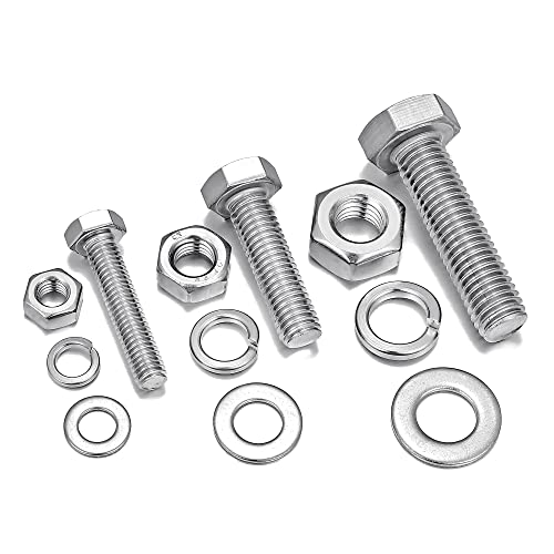 340Pcs M6/M8/M10 Hex Nuts Bolts Set 304 Stainless Steel Short Bolts - color: K13 Short Sets-Silver