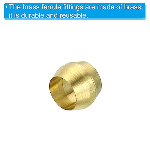 PATIKIL 4mm Tube OD Brass Compression Sleeves Ferrules, 50 Pack Brass Ferrule Fitting Brass Compression Fitting Assortment Kit for Air Water Gas Pipe - size: 4mm