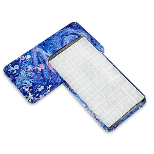 qianshan 40Pcs Empty Half Pans Watercolor Tin Palette with Magnetic Stripe - color: Starry Iris