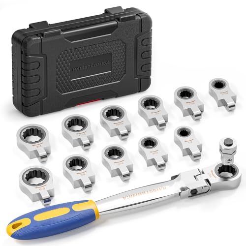 haisstronica 13PCS Flex-Head Ratcheting Wrench Set, SAE 1/4-3/4 Inch - size: SAE-12 in 1