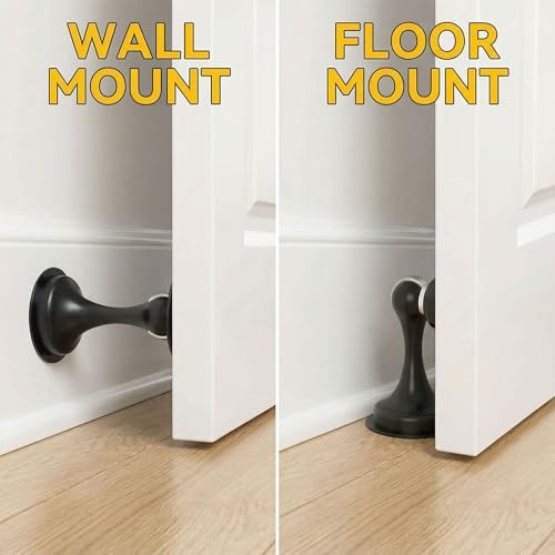 Magnetic Door Stopper 2 Pack, Multi-Angle Wall Guard, Matte Black - color: Matte Black