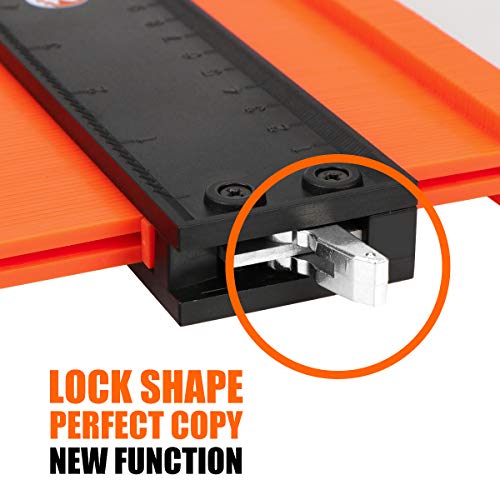 Saker Contour Gauge Profile Tool with Adjustable Lock 10 Inch Orange | Gifts for Men Women Father Dad Boyfriend Husband,Precisely Copy Irregular Shape Duplicator,Cool Gadgets for Woodworking - style: 10 INCH