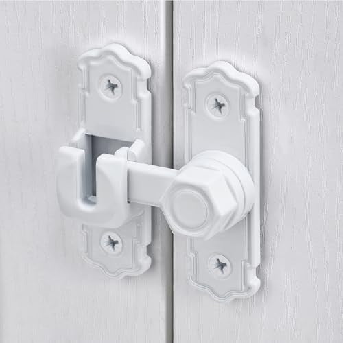 White 90/180 Degree Barn Door Latches,Aluminum Alloy Flip Latch - color: White