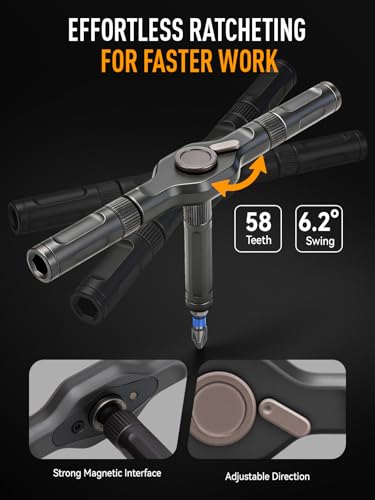 DISEN 68PC Ratcheting Screwdriver Set T-Handle 42 Bits S2 Steel - style: 68PCS