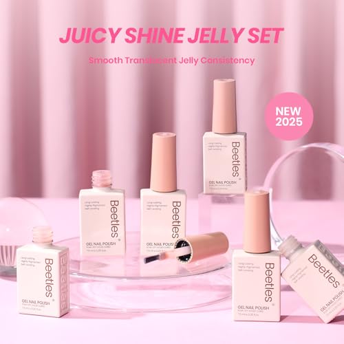 Beetles Jelly Gel Nail Polish Set, 6 Colors Shimmer Gel Polish Kit - color: 0-0-1-Lady with Dreams