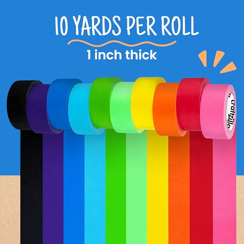 Craftzilla Colored Masking Tape & Painters Tape, 10 Rolls, 1 in x 10 Yds - style: 10 Rolls