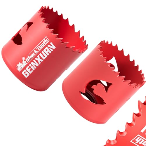 Geinxurn 1-3/4 Inch(44mm) Hole Saw, 2PCS HSS Bi-Metal Hole Saw Kit with Shark Tooth Hole Cutter for Wood,Drywall, PVC Boards and Thin Metal - color: 2 PCS 1-3/4"