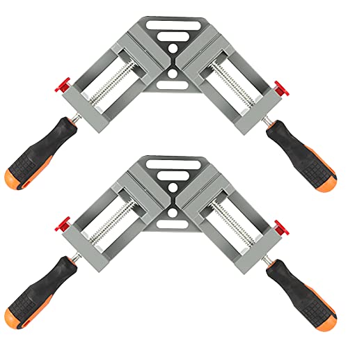 HOIGON 2 Pack Double Handle Corner Clamp, 90 Degree Right Angle Corner Clamp with Adjustable Swing Jaw Aluminum Alloy for Woodworking, Welding, Framing - size: 2 PCS