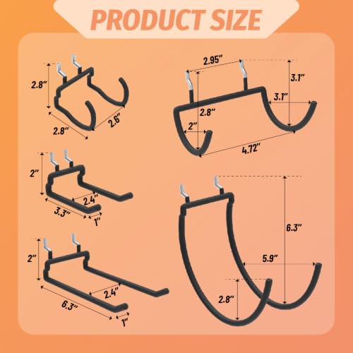 HUHOLE 10 Pack Pegboard Drill Holder Utility Hooks for 1/4 Inch Pegboard