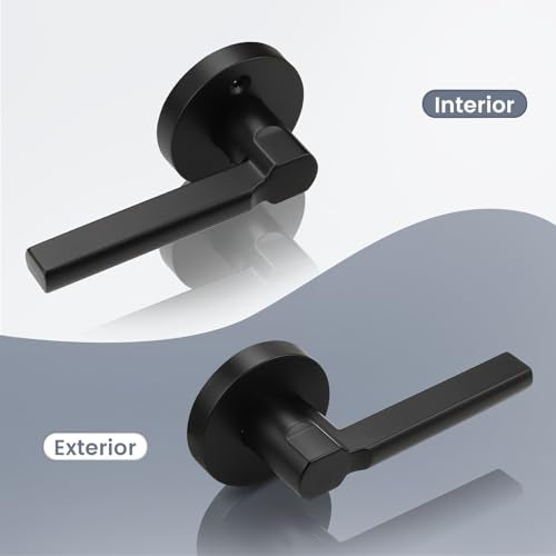 6 Pack Black Passage Door Handle,Round Interior Door Lever for Hallway and Closet,Keyless Non-Locking Door Lock,Left and Right Hand Reversible - color: Black, size: Passage