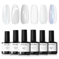 modelones White Gel Nail Polish Set, 6 Colors Milky Jelly White Sparkle - color: A A A1 Pearl Diamond White