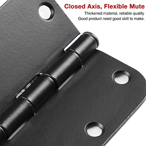 18 Pack Matte Black Door Hinges 3.5" Rounded 5/8" Radius No-Squeak - color: Matte Black No Squeak, size: 18 Pack
