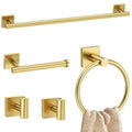5 Pieces Brushed Gold Bathroom Hardware Set Towel Bar Set Stainless Steel Wall-Mounted Bathroom Accessories Set 23.6 Inch Towel Racks for Bathroom - color: Brushed Gold