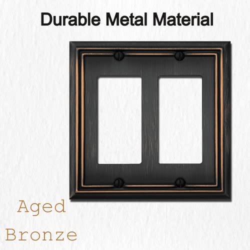 OKAWYC Double Decorator Light Switch Cover Adler Metal Wall Plate, 2-Pack Aged Bronze 2 Gang Double Rocker, for Receptacle Dimmer Switch GFCI Outlet, Switch Cover Decorative Wallplate, Durable - style: 2 Decorator 2PK