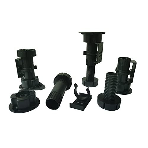 Black Furniture or Cabinet Leveler Legs - Support 330 Lb. per Leg - Adjusts from 3 7/8" to 5 3/8" - 12 Pack