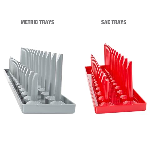 OEMTOOLS 22413 6-Pc SAE & Metric Socket Tray Set for Sizes 1/4", 3/8”, 1/2" - color: Red/Grey