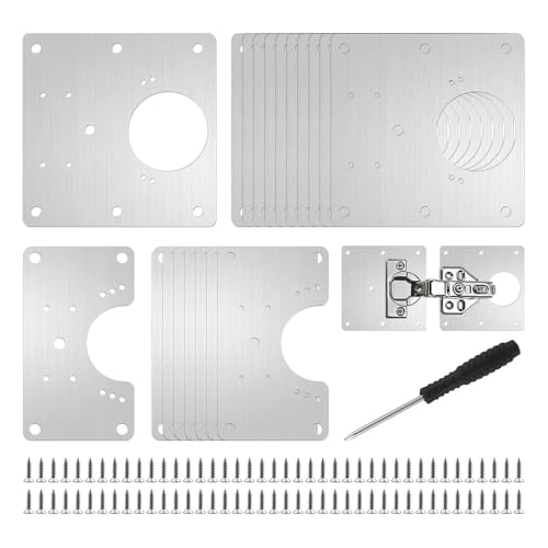 22PCS Cabinet Door Hinges, Stainless Steel Door Hinge Repair Kit Plate with Mounting Screws, Large Hinge Repair Board for Kitchen Cabinet, Cupboard Doors and Furniture