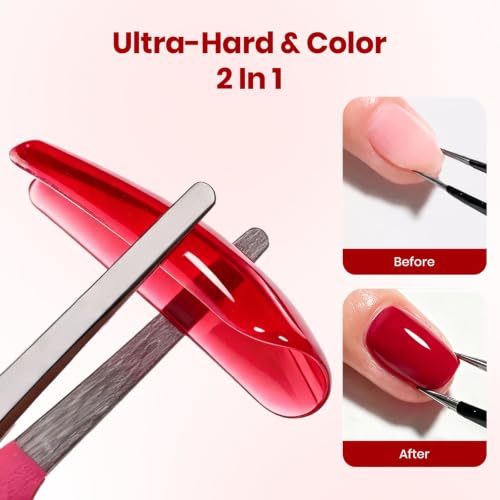 Beetles Hard Gel for Nails Wine Red, 30g TPO & HEMA-FREE & Flat Nail Brush - color: A - Crimson Allure