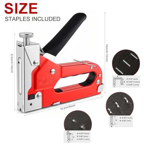 Staple Gun 3 in 1 Heavy Duty Manual Brad Nailer Power with 1200 Staples Adjustable Upholstery Stapler Gun for Wood, Crafts, Carpentry, Decoration DIY