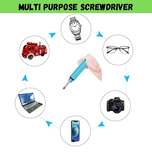 UNEAK - Eyeglass Screwdriver Repair Kit Precision 3 in 1 Mini Screwdrivers Set Keychain Glasses, Sunglasses, Sunglass, Watch, Electronics, Jewelry, Eyeglasses, Flat Head, Phillips, Hex - color: Blue