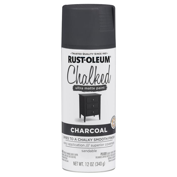 Rust-Oleum Chalked All-in-One Ultra Matte Charcoal Spray Paint - color: Charcoal, size: 12 Ounce (Pack of 1)
