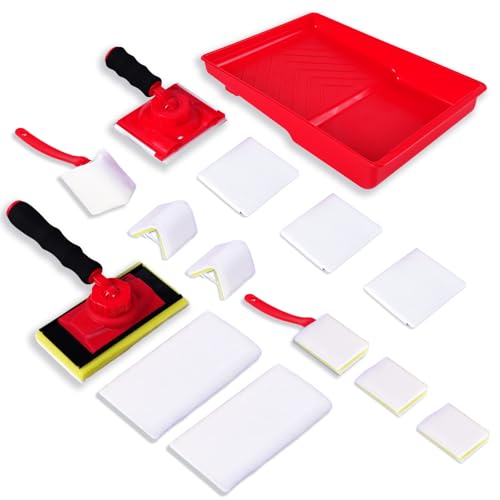 14 Pcs Paint Edger Tool Kit Red Edge Painting Tools for Walls Ceilings - color: Red