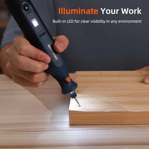 Cordless Rotary Tool Kit: 12-Speed 25000RPM Mini Rotary Tool with 179 Accessories, 7.4V Rechargeable Engraving Tool for 3D Printed Finishing, Sanding, Cutting, Drilling, Polishing, DIY Crafts
