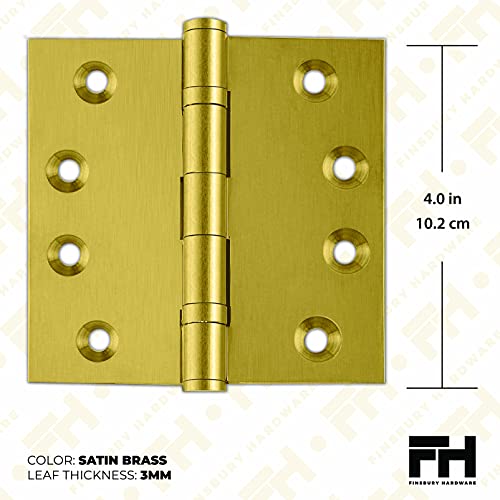 Heavy Duty Door Hinge Matte Brass Ball Bearing 4x4 Inch Heavy Duty - Set of 2 Solid Brass Hinges (Satin Brass) - color: Satin Brass
