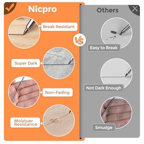 Nicpro 24 Pieces Carpenter Pencil Lead Refills 2.8mm, Black - color: Black, size: 24 Piece