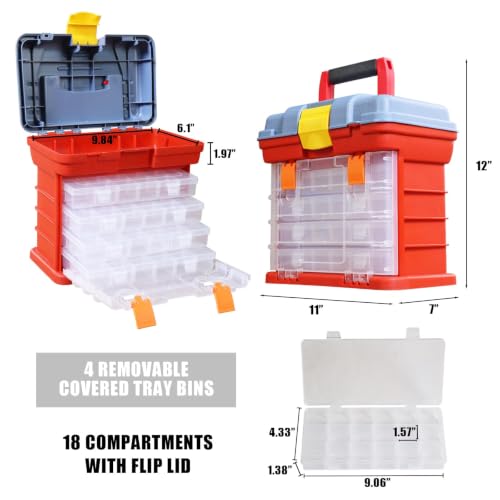 Torin Portable Tool Box, Small Parts Organizer with Drawers, tackle box - size: 11IN