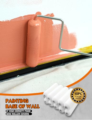 ROLLINGDOG 6 inch Paint Roller Covers Paint Roller Sleeves - color: 10PC foam roller covers