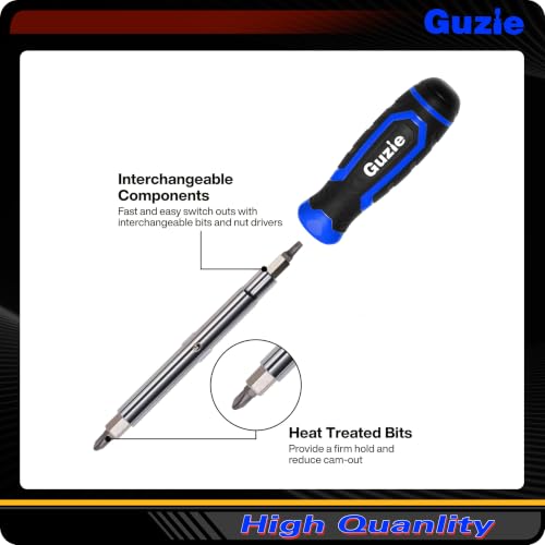 Guzie 12-in-1 Screwdriver/Nut Driver Set, 12 Bits/3 Nut Drivers