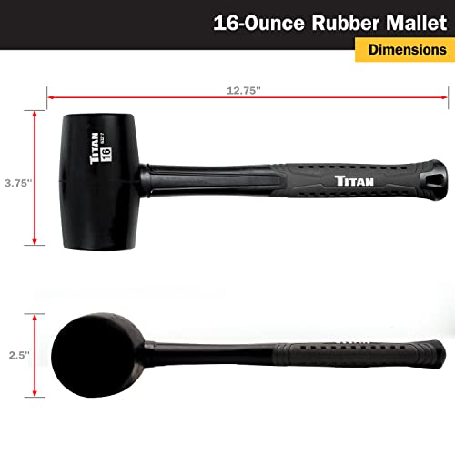 Titan 63220 2-Piece Rubber Mallet Set, Includes 16oz & 32oz with Non-marking Double-faced Solid Heads, Shock Absorbing Fiberglass Handles & Textured Grips - style: 2pc Set Rubber Mallet