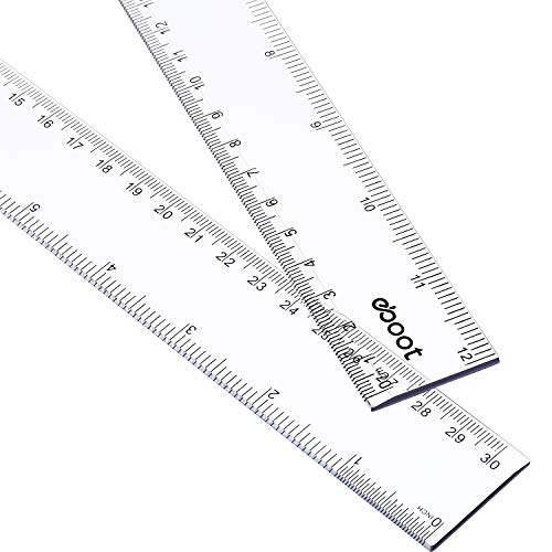 EBOOT 2 Pcs Plastic Ruler Straight Ruler Plastic Measuring Tool for Student - color: White, size: 12 Inch