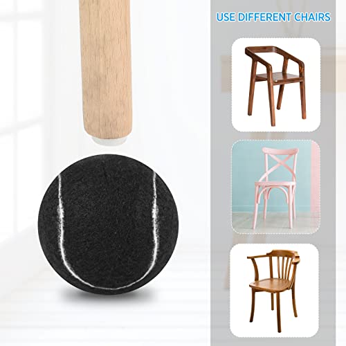 Macarrie 60 Pcs Precut Tennis Balls for Chairs Legs, Black - color: Black