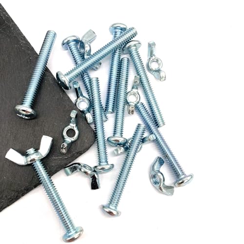 20Pack 1/4"-20 x2 Screw Bolts and Wing Nut Kit 10pcs Machine Screws with Round Head Phillips 10pcs Butterfly Hand Twist Tighten Nut Zinc Plated Hardware Fitting Fastenings Assortment Kit - size: Silver 20 Pack 1/4"-20 x2"
