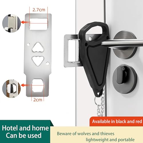 Portable Door Lock, No-Drill Security Lock, Home Door Lock Kit, Lightweight Anti-Theft Latch Protect Family Security and Privacy Fou Traveling, Bedroom, Hotel, Apartment(Balck) - color: Balck
