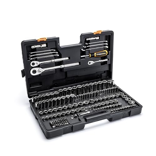 GEARWRENCH 185 Piece 1/4”, 3/8” & 1/2" Drive 72-Tooth SAE/Metric Mechanics Hand Tool Set - size: 185 Piece, style: SAE/Metric