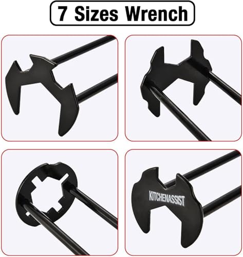 2pcs Basin Wrench Multifunctional Sink Wrench 7 Sizes Faucet Tool Four-jaw Hex Spanner Universal Plumbers Tool for Tight Spaces Kitchen Bathroom Home