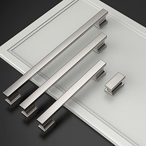 Amerdeco 10 Pack Brushed Satin Nickel Cabinet Handles - 1.46" - color: Brushed Satin Nickel, size: 1.46"/37MM