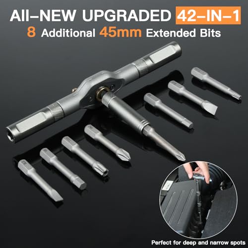 42 in 1 Multitool Set, Repair Tool Kit, Detachable Allen Wrench Ratchet Set - color: 42 in 1-gray