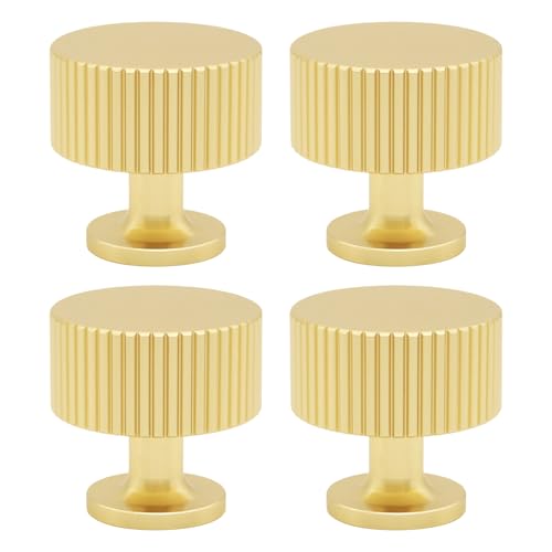 4 Pack Gold Cabinet Knobs Brushed Brass Dresser Drawer Knobs - color: Gold, size: 4 Pack
