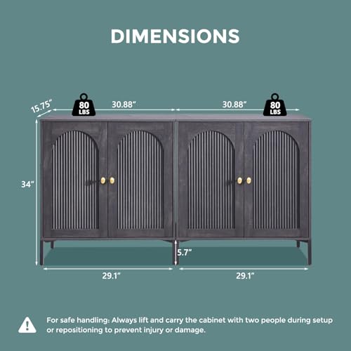 IFGET 61.75" W Modern Arch Sideboard Buffet Cabinet with Storage, Dark Grey - color: Dark Grey, size: 2 Pieces