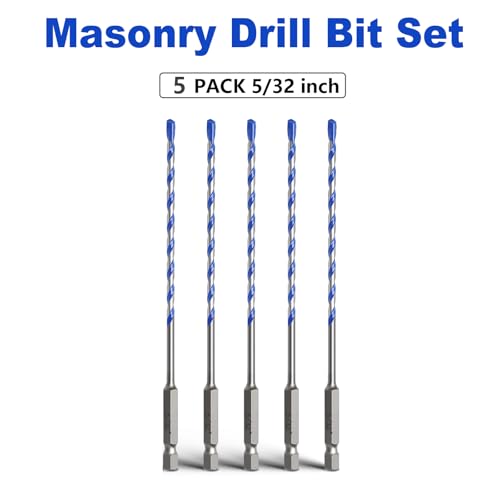 5 Pack 5/32 inch Concrete Drill Bit Set,Masonry Drill Bit Set - style: 5/32"（5 Pcs）