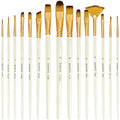 DUGATO Paint Brush Set 15 pc, Anti-Shedding Nylon Hair, Comfort Grip - color: Yellow